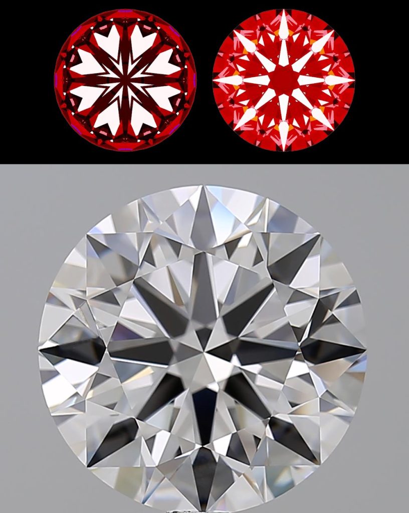 6227639946 Diamant-Brillant 1,01 Karat D IF 3x Exzellent mit separater HEARTS and ARROWS Abbildung