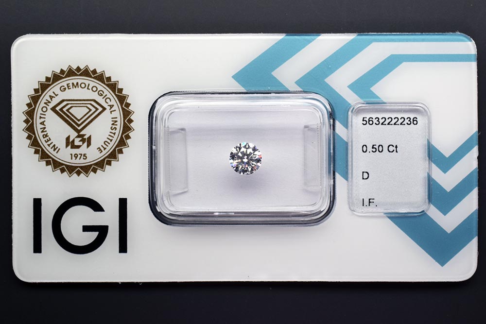 Diamant-Brillant 0,50 Karat D IF 3x Exzellent IGI 563222236