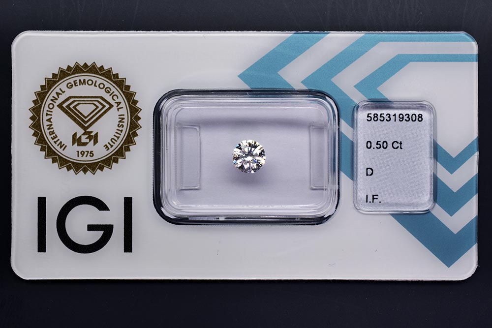 Diamant-Brillant 0,50 Karat D IF 3x Exzellent IGI 585319308
