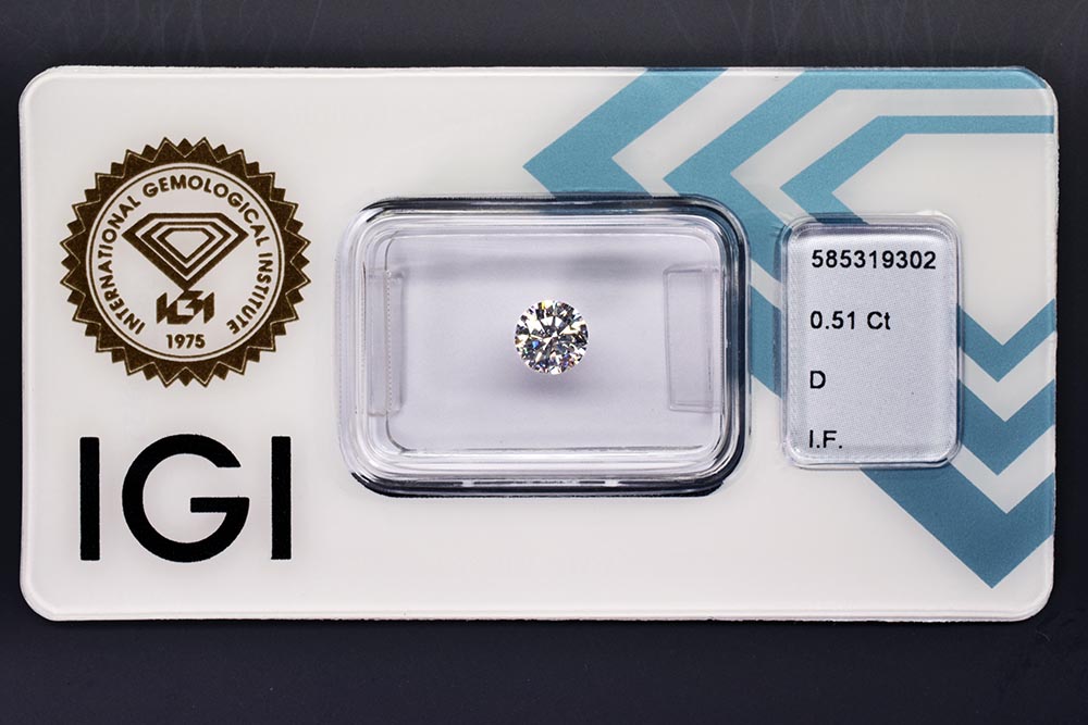 Diamant-Brillant 0,51 Karat D IF 3x Exzellent IGI 585319302