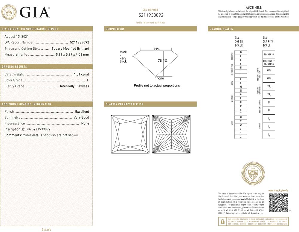 GIA-Zertifikat-5211933092-Prinzess-Diamant-101-Karat-F-IF-lupenrein